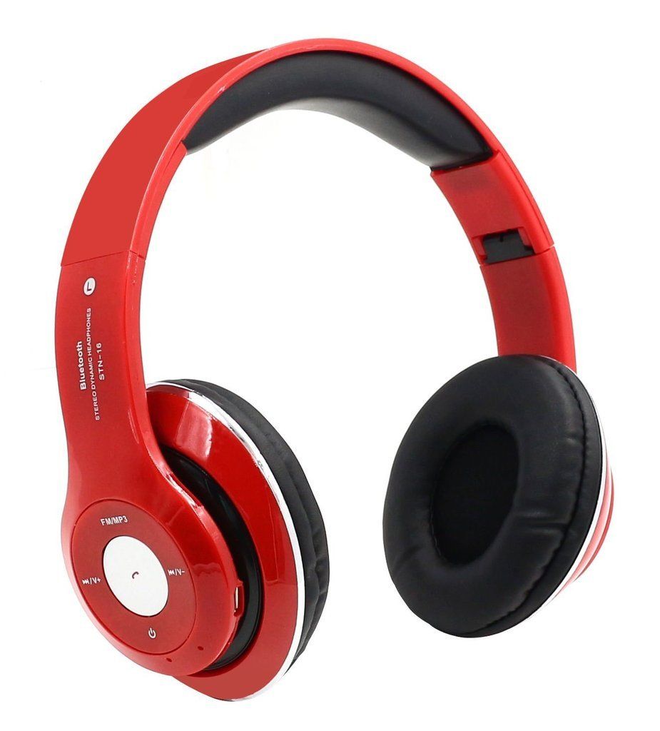 HD Sound Wireless Bluetooth Stereo HEADPHONE STN16 (Red)